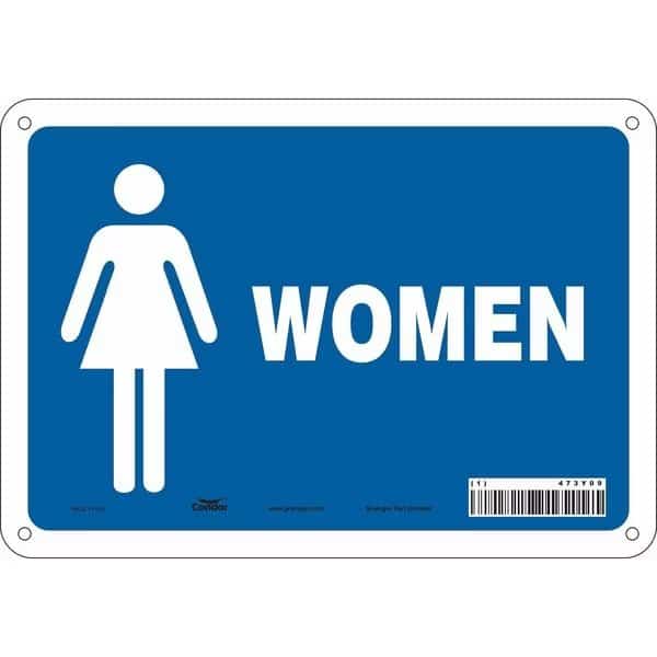 Restroom Sign, WOMEN, 10 in W x 7 in H, Vertical Rectangle, Polyethylene, 473Y09, Condor, Mfr#: 473Y09