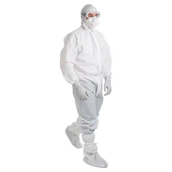 Disposable Coverall, Hooded, L, SMS, Snap, Elastic Cuff, Elastic Ankle