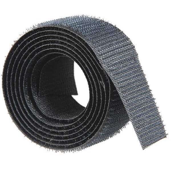 Reclosable Fastener, No Adhesive, 75 ft, 1 in Wd, Black