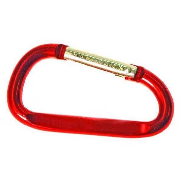 Carabiner, Solid Gate, 7/8 in Opening, Spring-Loaded, Aluminum, 2 in Length, Red, 4PK