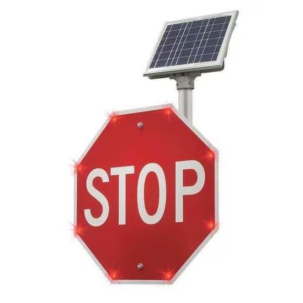 Blinkersign, R1-1, 48in, Stop, DG3, Red, Solar