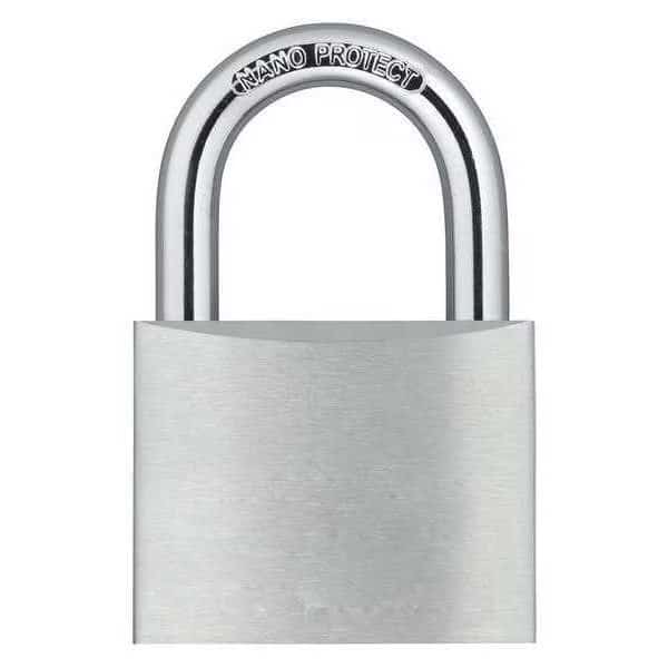 Padlock, Keyed Different, Standard Shackle, Rectangular Aluminum Body, Hardened Steel Shackle