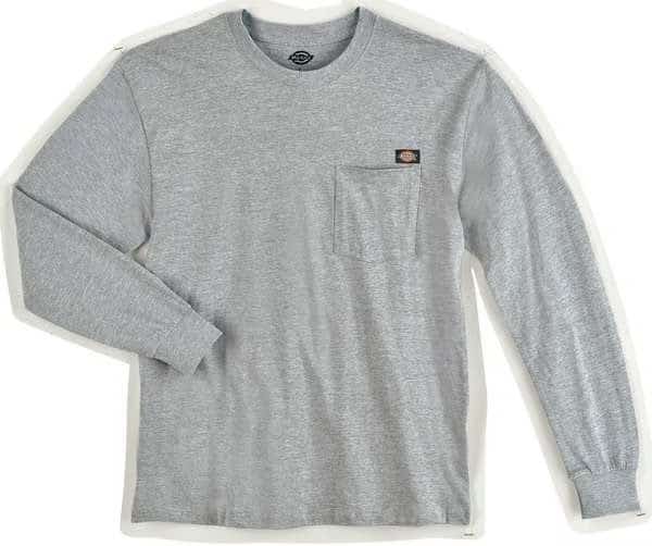 Men's Long Sleeve T-Shirt, Cotton, Pullover, Gray, 2XL