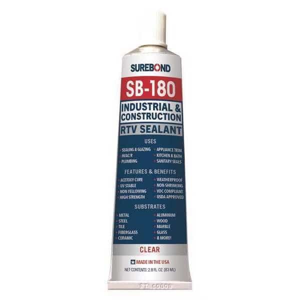 Acetoxy Cure Silicone Sealant, 2.8 oz, Clear, Temp Range -62 to 350 Degrees F