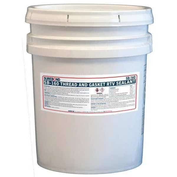 Acetoxy Cure RTV Silicone Sealant, 5 gal, Clear, Temp Range -62 to 350 Degrees F