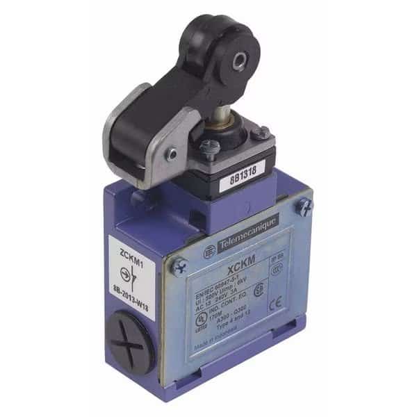 Limit Switch, Plunger, Roller, 1NC/1NO, 10A @ 240V AC, TELEMECANIQUE SENSORS, Mfr# XCKM121