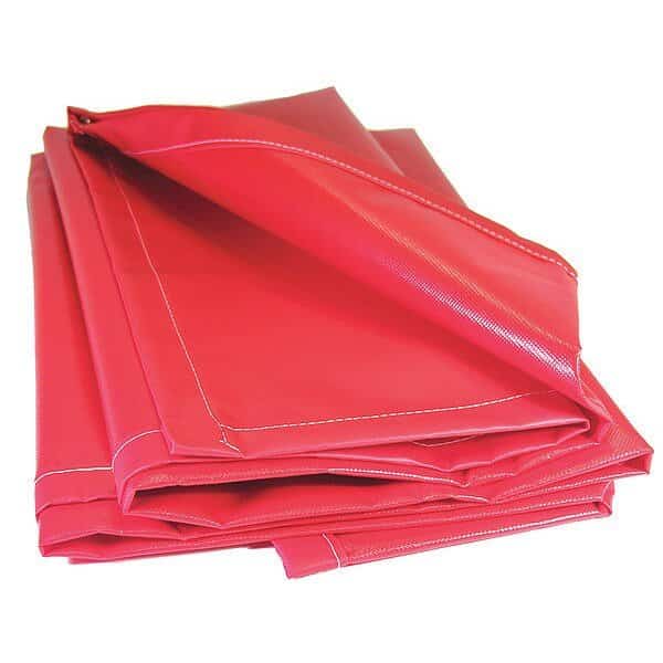 Heavy Duty Tarp, 2 ft 6 in x 20 ft, 20 Mil, Red, Vinyl, Flame Resistant, Tear Resistant