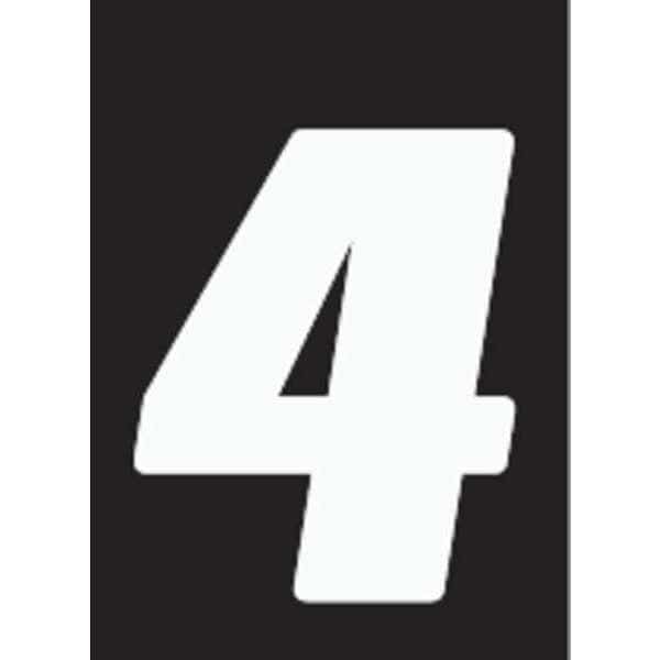 Number Label, Wht, Vinyl, 7in. H, No. 4, PK3