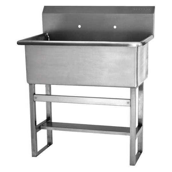 Floor Mount, 2 Hole, Not Applicable, Silver, Scrub Sink