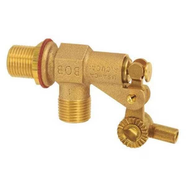 Float Valve, 3/8 in., Bulkhead, Brass, MNPT