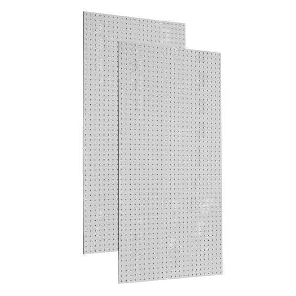 (2) 24 In. W x 48 In. H x 1/4 In. D White Heavy-Duty High Density Fiberboard Round Hole Pegboards, PK2