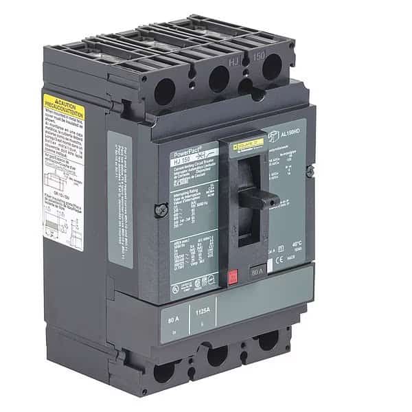 Molded Case Circuit Breaker, 150, 600VAC, 3 Pole, Unit Mount Lug Mounting Style, SQUARE D, Mfr# HJL36150