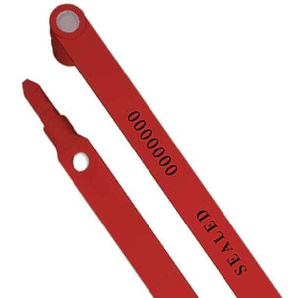 Lock Seal 7-29/32" x 3/64", Plastic, Red, Pk50