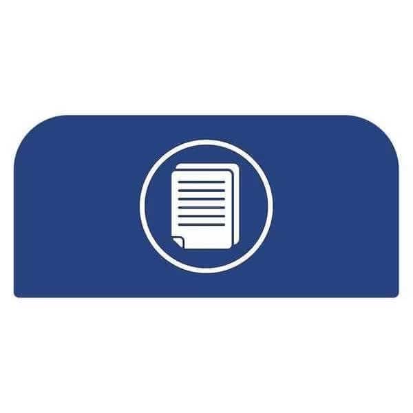 Recycle Label, 8-1/2"H x 1-25/32"W, Blue, Rubbermaid Commercial, Mfr#: 1961589