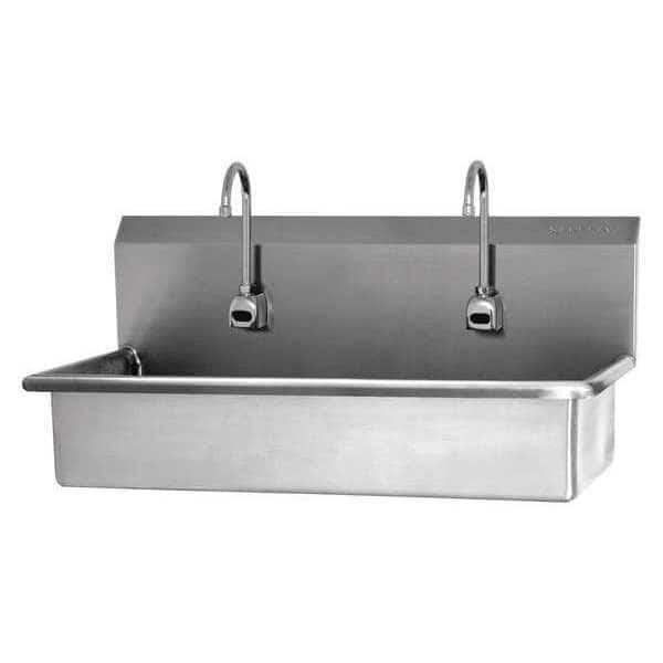 Wall Mount, 2 Hole, Sensor, Silver, Wash Station