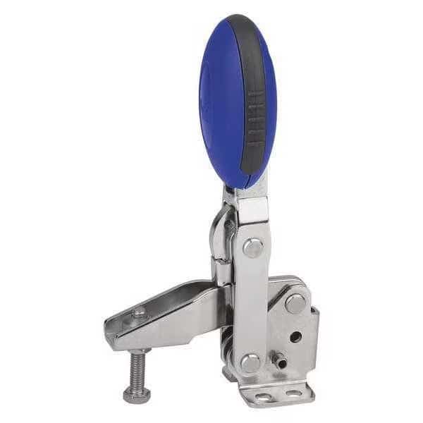 Toggle Clamp Vertical, Foot Horiz., Stainless Steel Bright, Blue