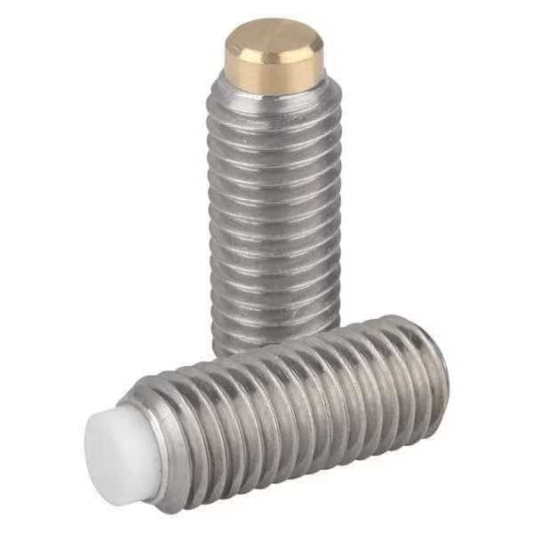 Thrust Screw M06X61, 5, Sw=3, Stainless Steel Bright, Non-Marring End, Brass.