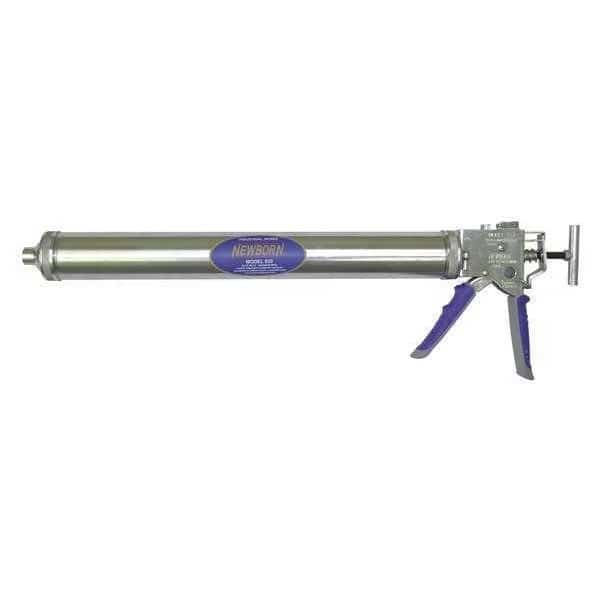 Caulk Gun, 32 oz Container Size, Steel, 7:01, Full Barrel Frame, Blue/Silver
