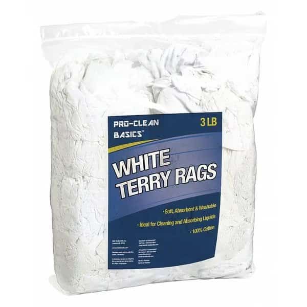 Terry Cloth Cotton Cloth Rag 3 lb. Varies Sizes, White