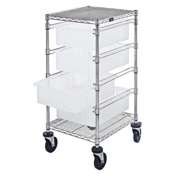 Vertical Rack-Style Compartmentable Bin Cart, 21" D x 45 in H x 24 in W, 1 Shelves, Clear