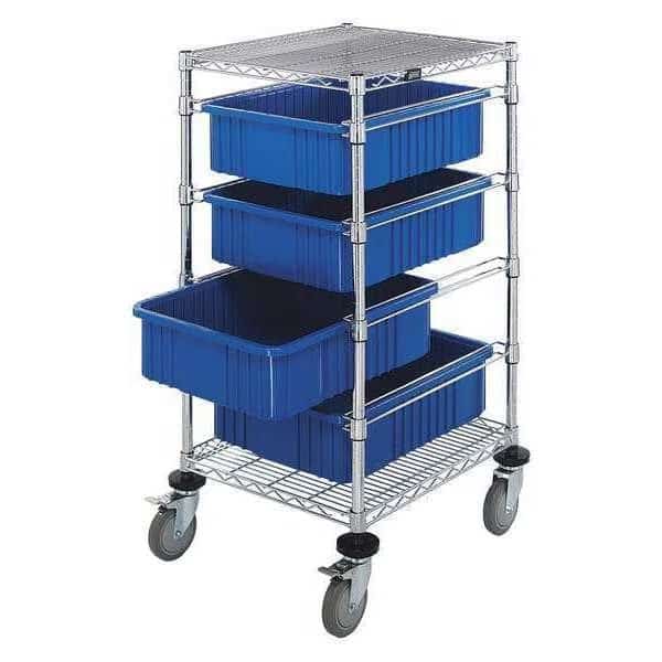 Mobile Bin Cart,45 in. H,Blue Bins, Mfr#: BC212434M1BL, QUANTUM STORAGE