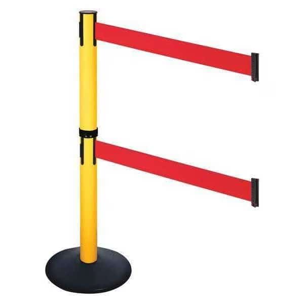 Barrier Post,Blk,Red Belt,2 Belts,40in H, Mfr#: 331DPYW-RD, RETRACTA-BELT