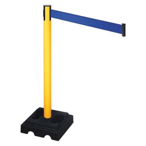 Barrier Post, Black Post, Blue Belt, Square, Retracta-Belt, Mfr#: 332PYW-BL