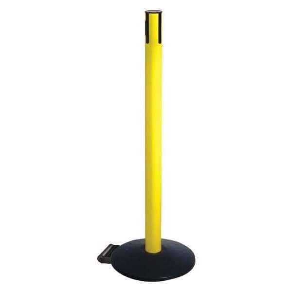 Belt Barrier Rcvr. Post, Yellow, Cast Iron