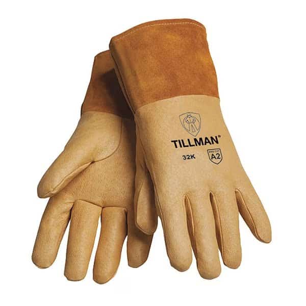 32K Welding Gloves, Straight Cuff, Straight Thumb, Premium Pigskin, L, 1 PR