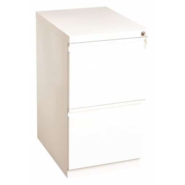 15" W 2 Drawer Desk Pedestal, White