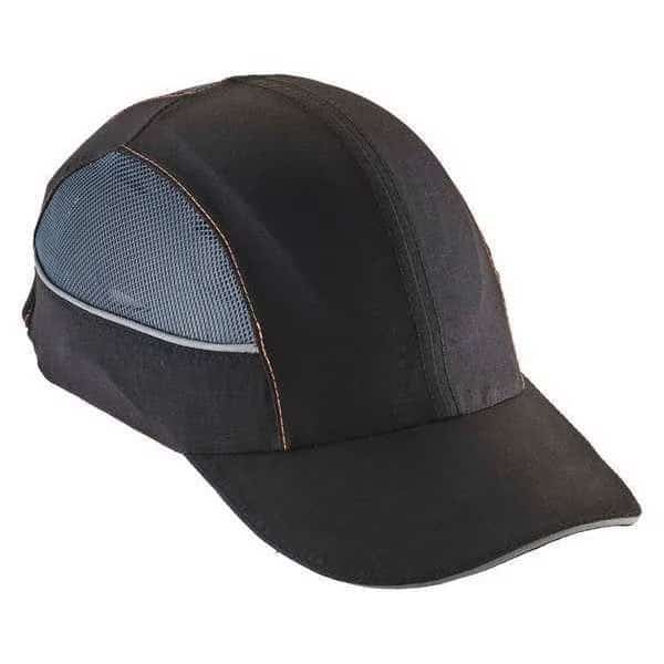 Bump Cap, Long Brim Baseball, ABS, Hook-and-Loop Suspension, Black, Fits Hat Size One Size Fits Most