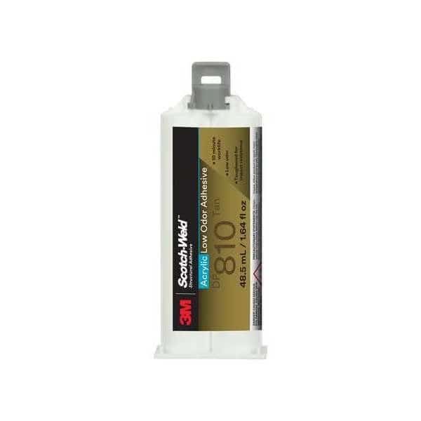 Acrylic Adhesive, DP810 Series, Tan, Dual-Cartridge, 1:01 Mix Ratio, 20 min Functional Cure