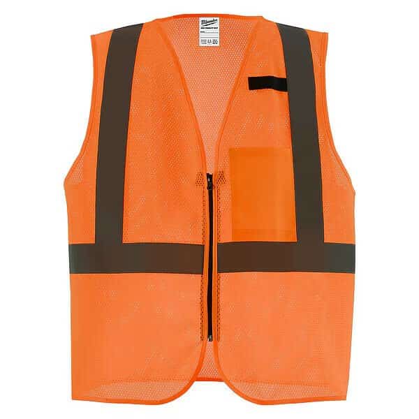 Class 2 High Visibility Orange Mesh One Pocket Safety Vest - 4X/5X