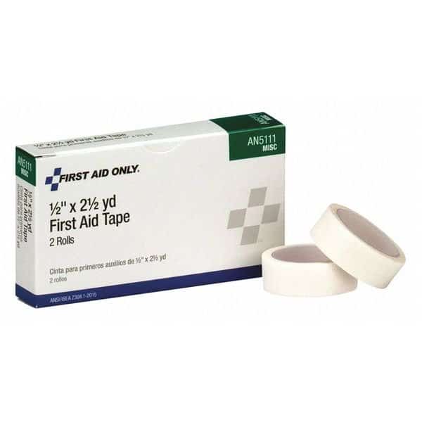 First Aid Tape, White, 1/2" Wx2-1/2 yd. L