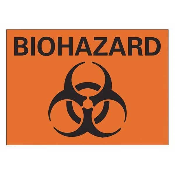 Biohazard Sign, 7 in H, 10 in W, Vertical Rectangle, English, LCU1-0053-NA_10x7