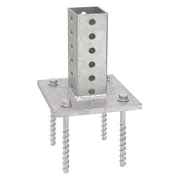 Anchor for Square Post, Square, , Galvanized steel Silver, Galvanized, 6 in L, 6" D
