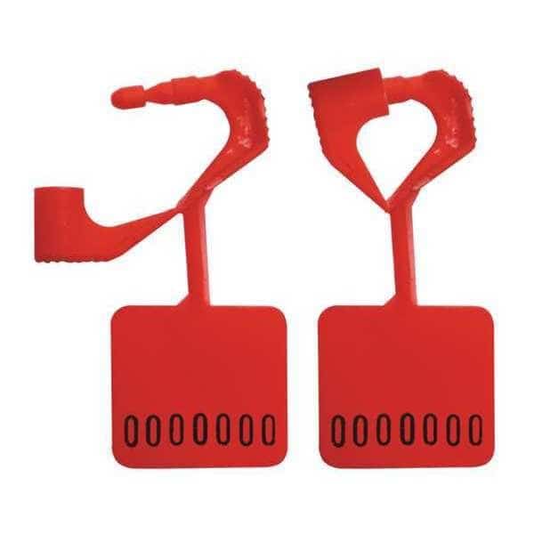 Padlock Stamped Seals 1-15/16" x 1/8", Red, Pk250
