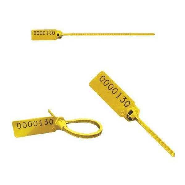 Pull Tight Stamped Seals 5-1/2" x 9/64", Yellow, Pk250
