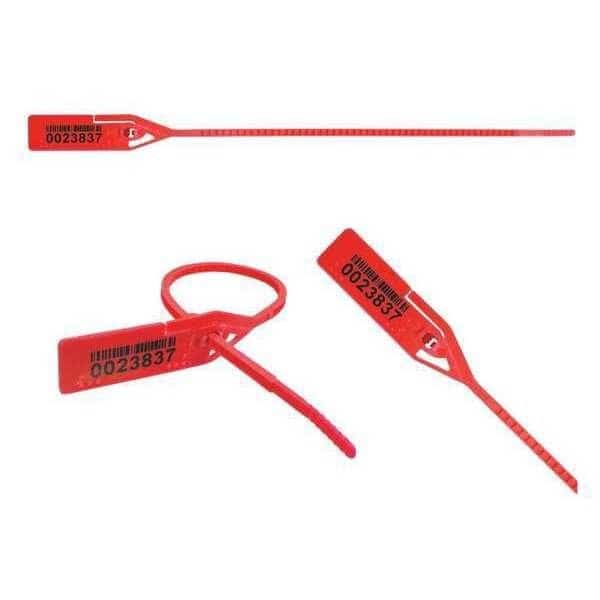 Pull Rip Barcode Seals 8-1/2" x 9/64", Red, Pk250