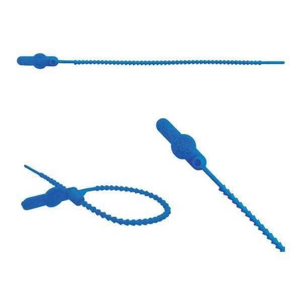 Pull Tight Beaded Molded Seals 8-1/2" x 9/64", Blue, Pk250