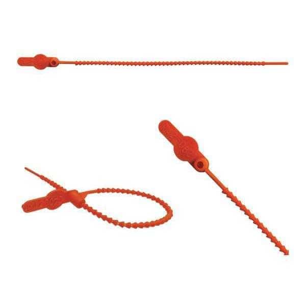 Pull Tight Beaded Molded Seals 8-1/2" x 9/64", Orange, Pk250