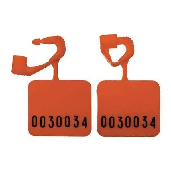 Padlock Stamped Seals 1-25/64" x 3/32", Orange, Pk250, ELC SECURITY PRODUCTS, Mfr# 092H01PPOR