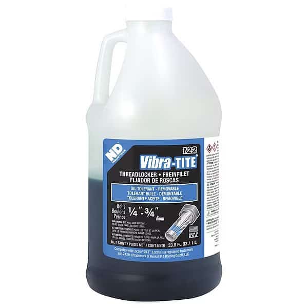 Primerless Threadlocker, VIBRA-TITE 122, Blue, Medium Strength, Liquid, 1L Bottle
