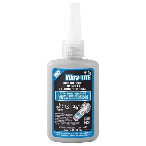 Primerless Threadlocker, VIBRA-TITE 122, Blue, Medium Strength, Liquid, 50 mL