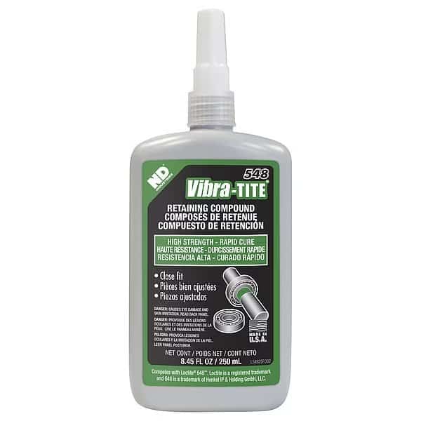 Retaining Compound, 548 Series, Green, Liquid, High Strength, 250 mL Bottle
