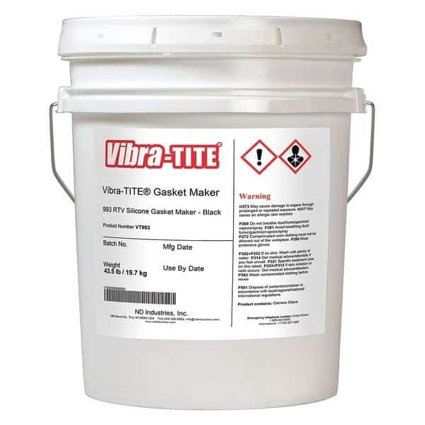Silicone Gasket Sealant, 4.5 gal, Black, Temp Range -75 to 500 Degrees F