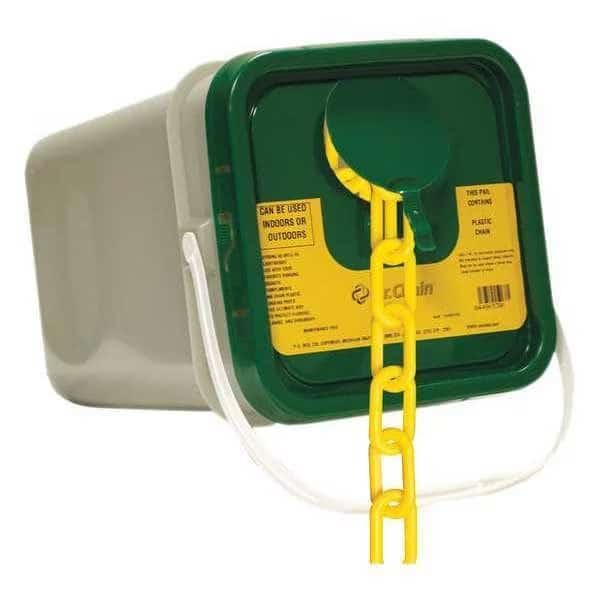 2" x 120 ft. Heavy Duty Plastic Chain - Yellow, Pail