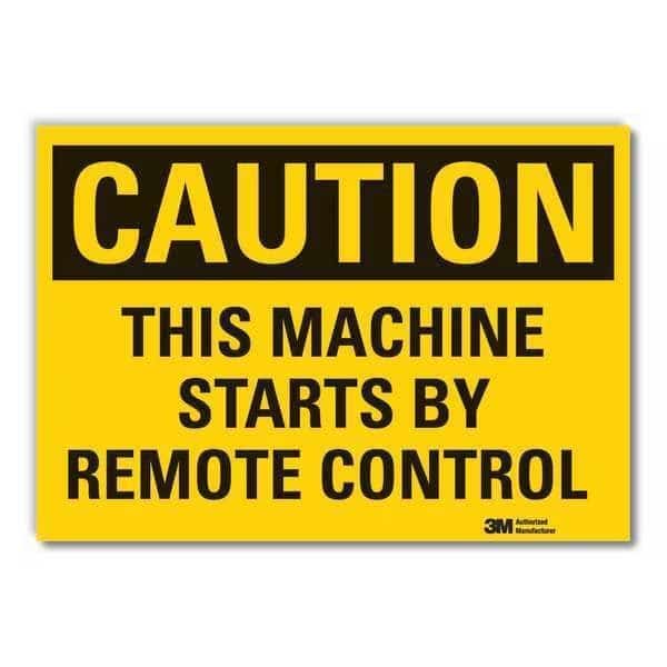 Machine & Operation Caution Reflective Label, 10 in Height, 14 in Width, Reflective Sheeting