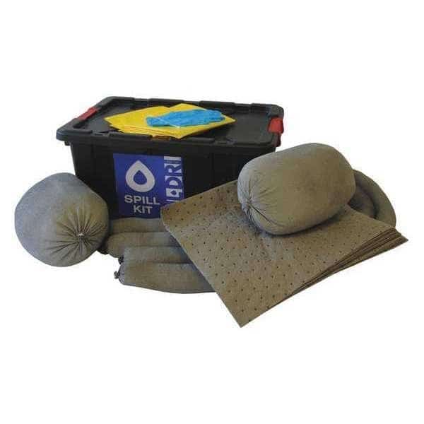 Spill Kit Refill, 14 gal Volume Absorbed per Kit, 15 gal Capacity, Lab Pack, Gray