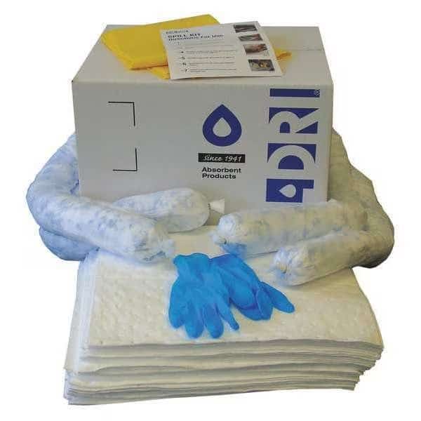 Spill Kit Refill, 10 gal Volume Absorbed per Kit, 10 gal Capacity, Box, White
